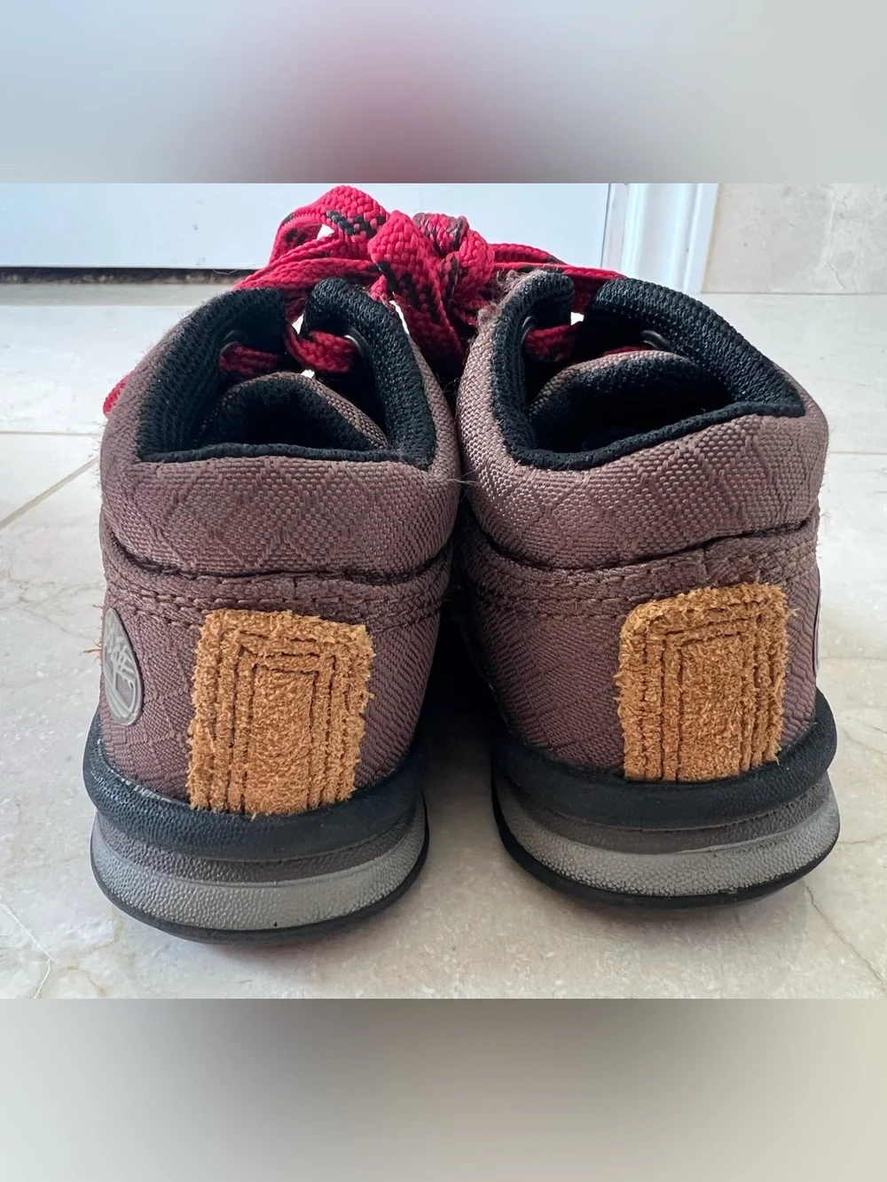 Timberland Toddler Kids Brown Suede Dark Brown Hiking Boots Red Laces Size 4